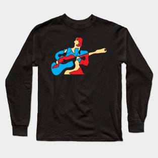 Abstract Guitarist Modern Style Long Sleeve T-Shirt